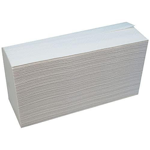 Q-Connect 2Work 1-Ply C-Fold Paper Towels, Pack of 2880, White, showing a large stack of white paper towels in a rectangular shape with a folded edge on the top.