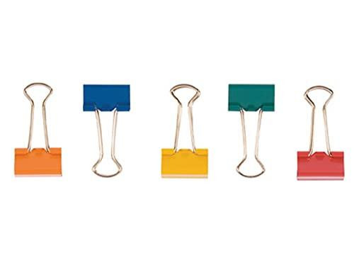 Q-Connect 32mm Assorted Foldback Clip (Pack of 10), colorful paper clips in blue, yellow, green, and red for organizing documents.