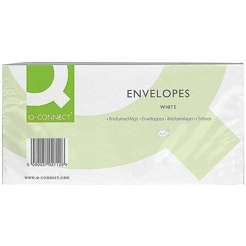Q-Connect DL Envelope 100 gsm Window Peel and Seal - White, Pack of 500, white envelopes with peel and seal closure and window design.