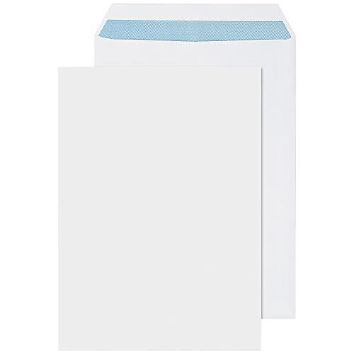 Q-Connect C4 Envelope 90 gsm Self Seal - White, Pack of 250, image showing one sealed white C4 envelope with self-adhesive strip and an open envelope behind it.
