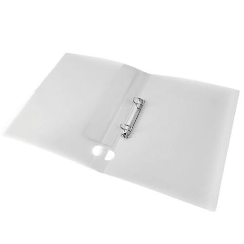 Q-Connect A4 Frosted 2-Ring Binder - Clear, open view showing the interior with rings for organizing documents.