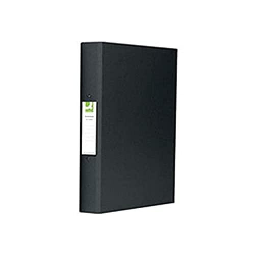 Q-Connect KF02005 2-Ring Binder A4 25mm Polypropylene - Black (Pack of 10), black polypropylene binder with metal ring mechanism for organizing A4 documents.