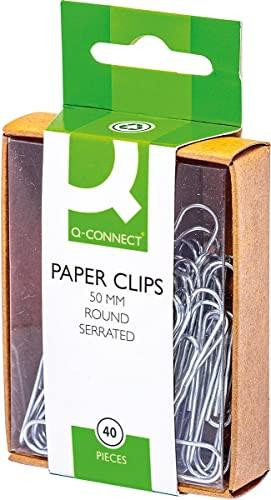 Q-Connect Paperclips Serrated 50 mm, pack of 400, with metal paperclips visible through the packaging designed for secure binding.