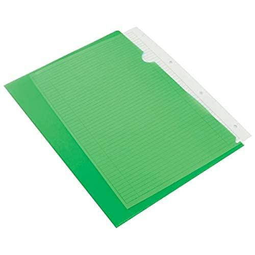 Q-Connect A4 Cut Flush Folder - Green (Pack of 100), green A4 size document folder with a transparent front cover and a business card slot.