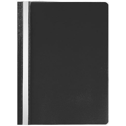 Q-Connect A4 Project Folder - Black (Pack of 25), black A4 size document folder with a side elastic closure for organizing papers.