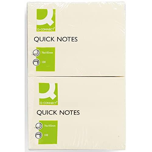 Q-Connect Quick Notes 76x102mm Yellow, pack of 12, stacked note pads with bright yellow pages suitable for quick note-taking and reminders.