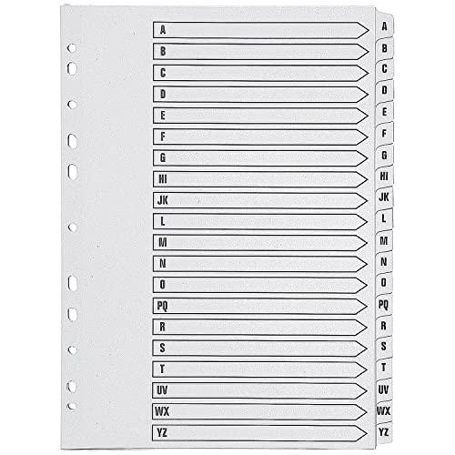 Q-Connect A4 A-Z 20 Part Polypropylene Index Multi Punched, white sheet with alphabetic tabs for organization.