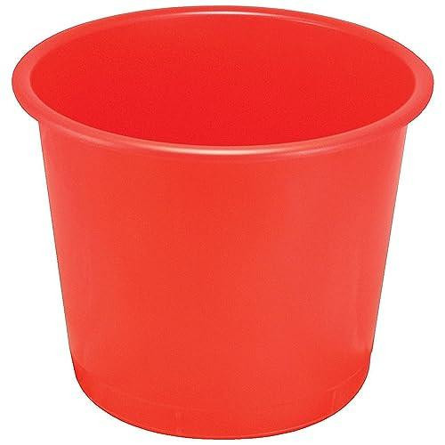 Q-Connect Waste Bin 15 Litre Red, a vibrant red plastic trash bin suitable for office or home use.