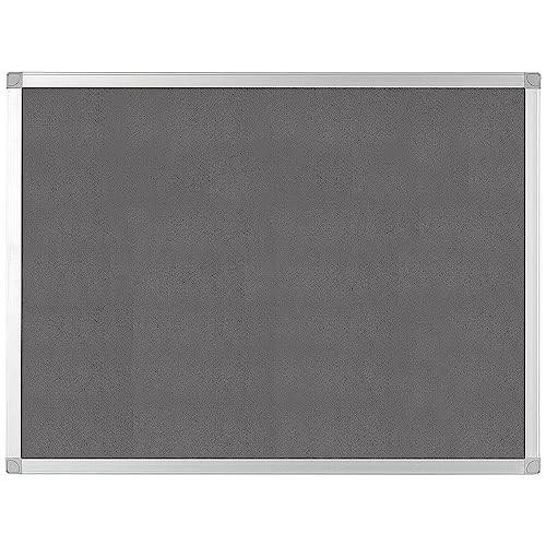 Q-Connect Aluminium Frame Felt Noticeboard with Fixing Kit 1200x900mm Grey, front view of the grey felt noticeboard with aluminium frame for office or classroom use.