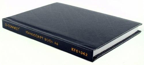 Q-Connect Feint Ruled Casebound Notebook 192 Pages A6, navy blue hardcover notebook with gold embossed text on the spine.