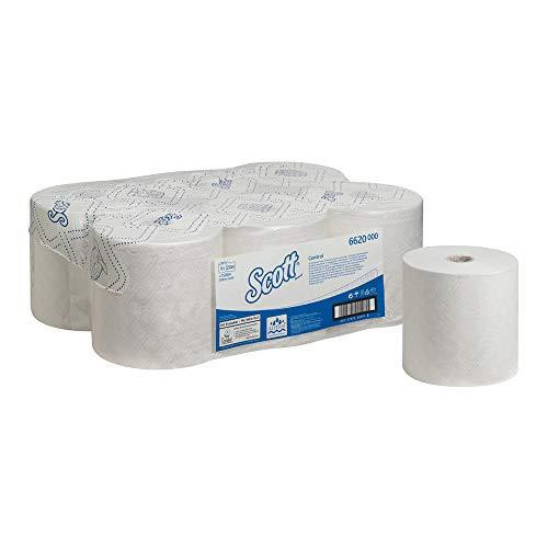 KCP 6659 Scott Performance Hand Towels, Interfold, Small, White, Pack of 4500, showing white interfold hand towels with Scott branding in a pack.