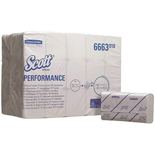 Scott Performance Hand Towels 315x215mm, 212 towels per sleeve, ref 6663, packaged in 15 sleeves, commercial kitchen or hygiene use.