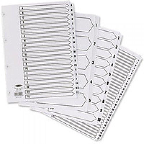 Concord Classic Index Mylar-reinforced Punched 4 Holes 1-200 A4 White Ref 05801/CS58, a set of white index dividers with four-hole punched reinforcement suitable for organizing documents.