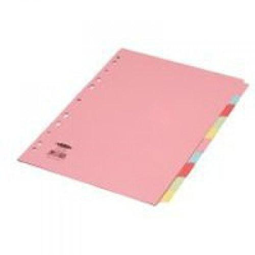 Concord Assorted A4 10 Part Divider, pink color divided into ten sections for organizing documents.