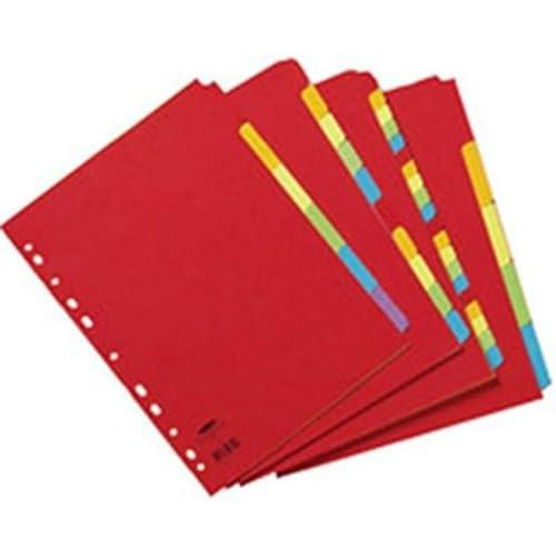 Concord A4 Assorted 6 Part Bright Divider, Pack of 1, colorful filing dividers with tabs for organization.