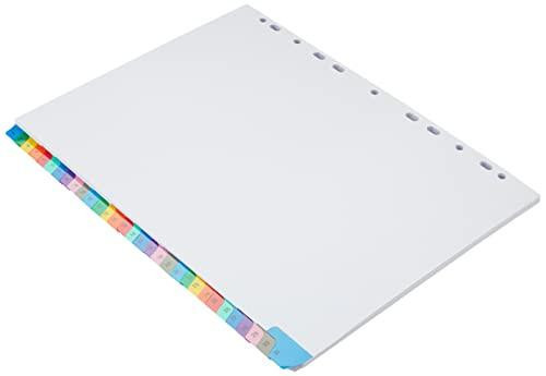 Concord Punched Pocket Index Multicolour-tabbed Europunched 1-31 Extra Wide A4 White Ref CS100, white A4 punched pocket index with multicoloured tabbed divider pages for organizing documents.