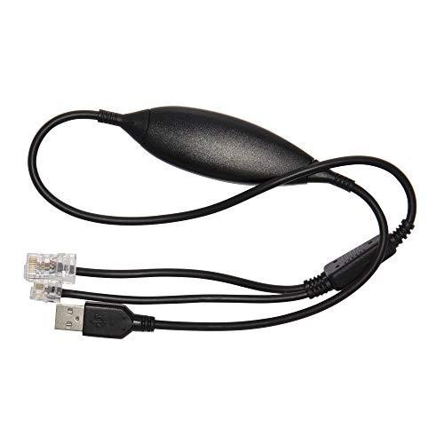 EHS-12 Electronic Hook Switch Cord, compatible with Cisco, with a black inline switch and connecting cables for phone headset integration.
