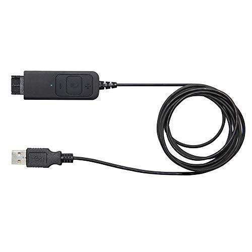 JPL BL-053+GN JABRA QD USB-A CABLE, a black USB-A to Jabra QD cable with inline controls for audio devices.