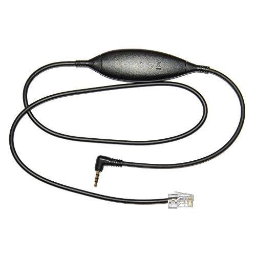 EHS-1 Electronic Hook Switch Cord, compatible with Panasonic, black cord with inline switch and 3.5mm jack connector.