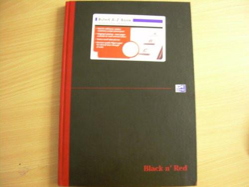 Oxford TS-180153 Black n Red A4 Ruled Book, Casebound, 90gsm, 192 Pages, Pack of 5, showing a black cover with a red spine and the title in red at the bottom.