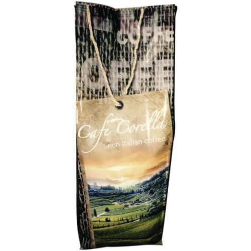 Cafe Corella Ground Coffee 1kg, product packaging with scenic landscape and rustic design