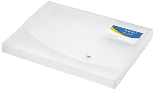 Rapesco 0708 Wallet/Box File, A4, 25mm Capacity, Transparent, flat storage box with a snap button closure and a product label on top.