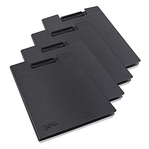 Rapesco 1641 Germ-Savvy Antibacterial A4 Foldover Clipboard, Black, Pack of 4, black foldover clipboards for office or school use.
