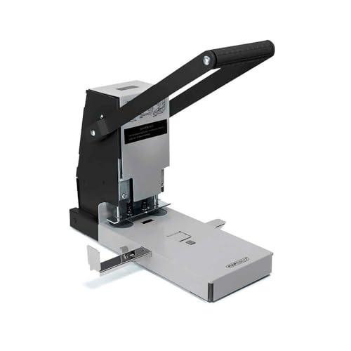 Rapesco PF2160A1 2160 Heavy Duty Metal 2-Hole Punch, 300 Sheet Capacity, Black/Silver, sturdy office punching tool with ergonomic handle and durable metal construction.