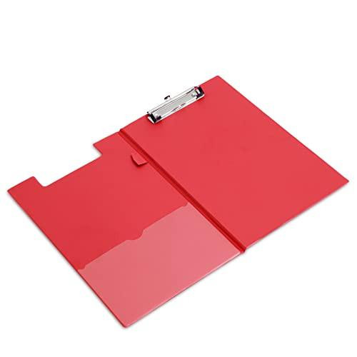 Rapesco VFDCB0R3 Foldover Clipboard with Pocket, A4+ in Red, with metal clip and transparent pocket for documents