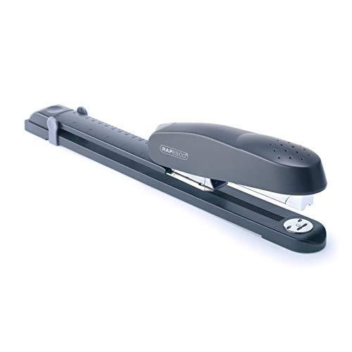 Rapesco R79026A3 ECO 790 Heavy Duty Long Arm Stapler, 50 Sheet Capacity, Charcoal, showing a robust and durable office stapler with a long arm, designed for heavy-duty stapling tasks.