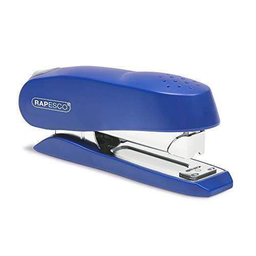 Rapesco 0237 Luna Front Loading Stapler, blue with a compact design and 50 sheet capacity for office and home use.