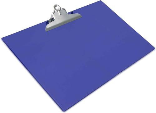 Rapesco 1136 Heavy Duty PVC-Coated Clipboard, A3, Blue, blue PVC-coated surface with metal clip for holding papers securely.