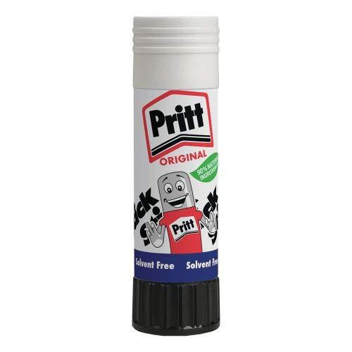 Pritt Stick Glue Stick 22g, 24 Pack, with a white and black design, featuring the Pritt logo and a cartoon glue stick character on the label.