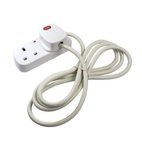 CED TS2213M Extension Lead, 2-Way, White, portable power strip with two outlets and an attached power cord.