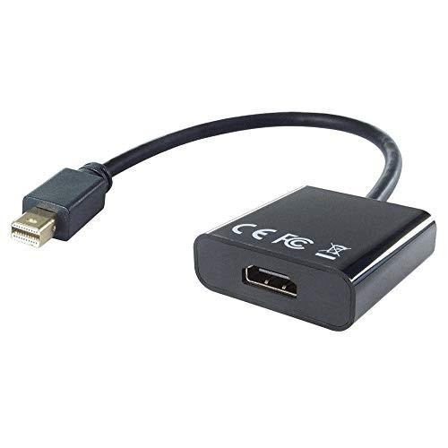 Connekt Gear Mini Display Port to HDMI Adapter, compact black converter with attached cable for easy connection of devices to HDMI displays.