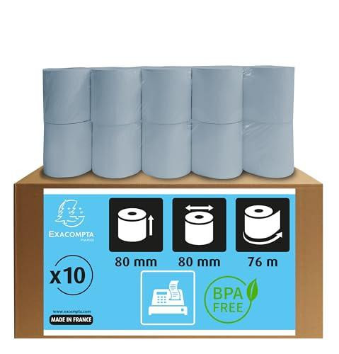 Exacompta - Ref 43924E - Safe Contact Scales/Weighing Machine Rolls, pack of 10, 80mm wide x 60mm diameter x 44m long, phenol free, FSC-certified paper for safe and eco-friendly weighing applications.