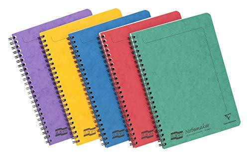 Clairefontaine - Ref 4850Z - Europa Notemaker Sidebound Notebook Pack of 10, Assorted Colors, featuring 120 lined pages with micro-perforated sheets and 90gsm brushed vellum paper in A5 size.