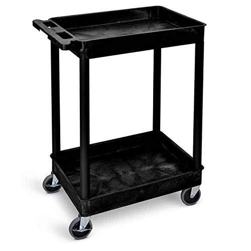 Practical Panda GI927L Service Trolley - 2 Storage Trays - Black, a mobile utility cart with two spacious trays and four caster wheels for easy mobility.