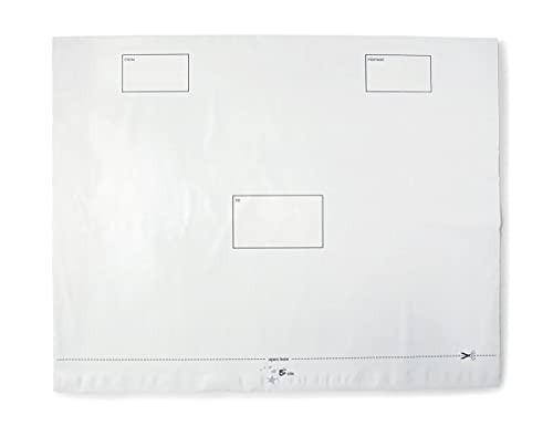 5 Star Elite P29 Envelopes Waterproof 600x430mm, plain white envelopes with labels for addresses, shown in a box of 100.