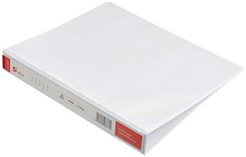 5 Star Presentation Ring Binder PVC 4 D-Ring 25mm Size A4 White, box of 10 white presentation ring binders stacked