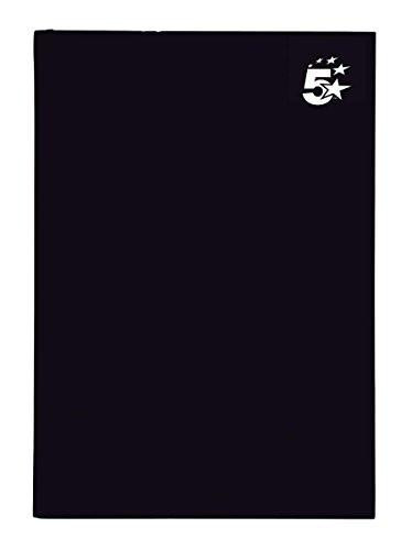 New 5 Star Notebook Casebound Hard Cover Ruled 80gsm A5 Black [Pack 5], a black hardcover ruled notebook with a 5-star logo in the top right corner.