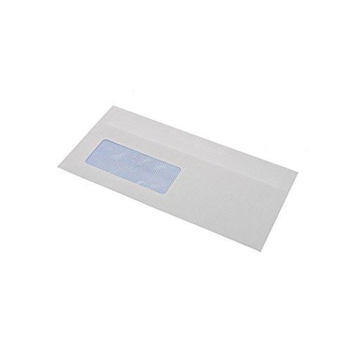 5 Star Value Envelope Press Seal Window Wallet DL White, image of a white envelope with a press seal window for secure mailing and easy visibility of contents, pack of 1000.