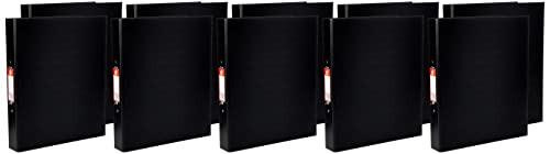 5 Star Office Ring Binder 2 O-Ring Size 25mm Polypropylene A4 Black, set of 10 black A4 office binders with durable polypropylene covers and 25mm rings for secure document storage.
