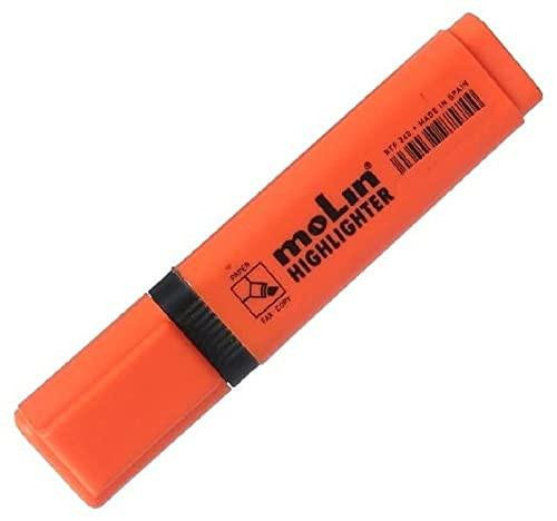 moLin Office Highlighter Chisel Tip 1-5mm Line Red, orange highlighter marker with black grip band.