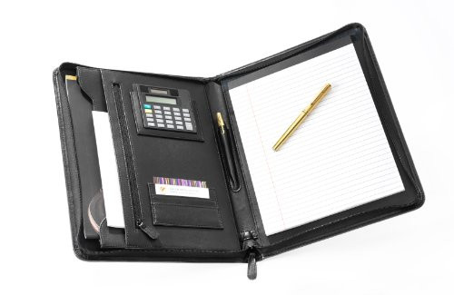 Falcon FI6512 Leather A4 Zip Conference Folder with Calculator