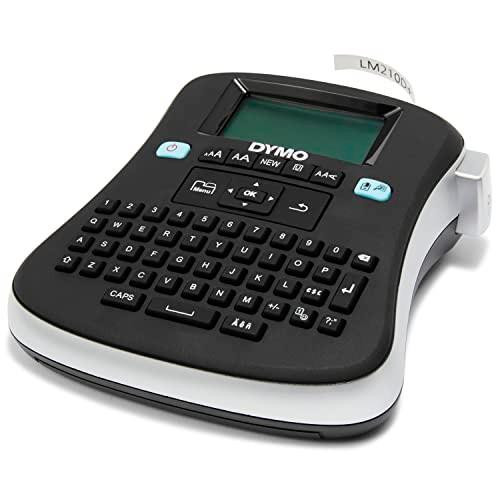 DYMO LabelManager 210D Label Maker, portable desktop label printer with QWERTY keyboard, large display, and one-touch smart keys for home and office use.