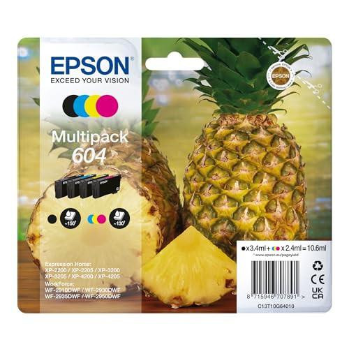 Epson 604 Pineapple, Genuine Multipack, 4-colours Ink Cartridges, packaging featuring a pineapple and sliced pineapple images.