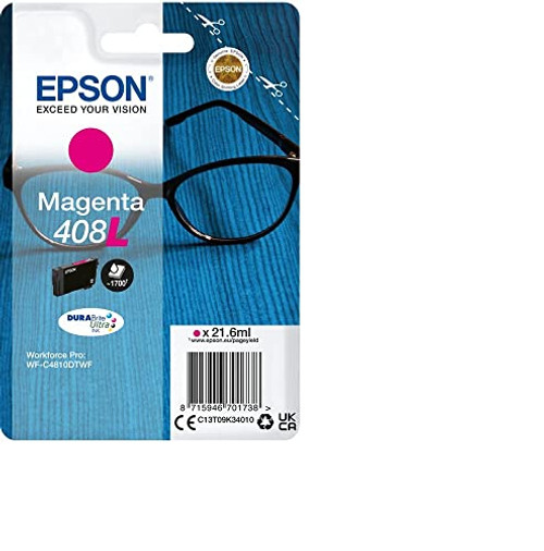 Epson Genuine Ink Singlepack High Yield Magenta 408 XL DURABrite Ultra