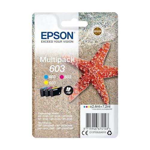 Epson 603 Starfish Genuine Multipack, 3-Colours Ink Cartridges, packaging featuring a starfish and colorful ink cartridge images on the front.