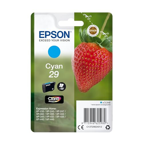 Epson 29 Cyan Strawberry Genuine, Claria Home Ink, Standard